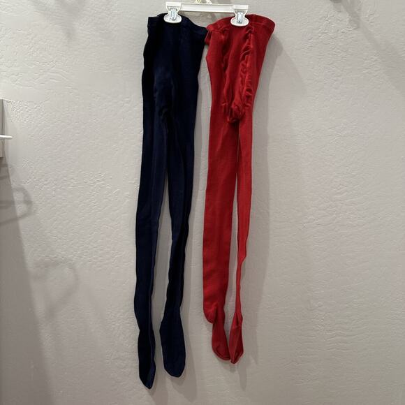 Primary Navy Blue & Red Footed Tights Bundle - Picture 6 of 7